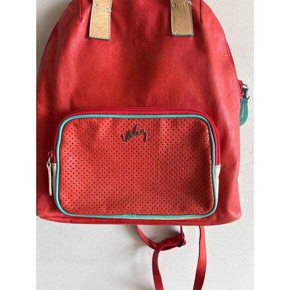 Velez 100% Leather Mini Backpack Multicolor Red Bag Size Small - Picture 3 of 12